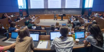 Classroom of students at Evans Hall
